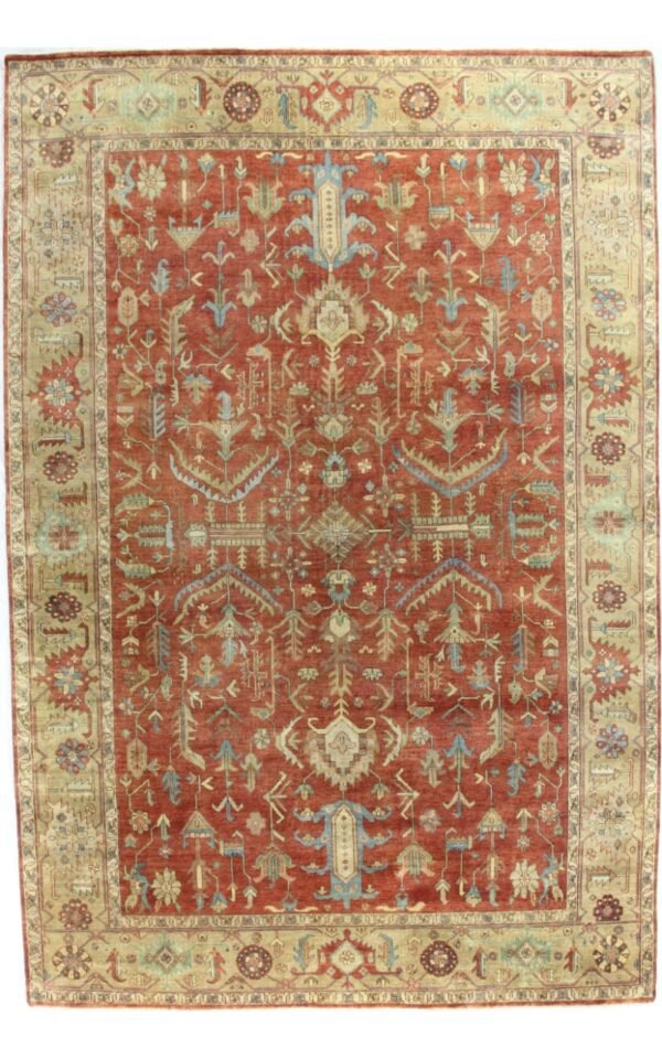 Exquisite Rugs Antique Weave Serapi Hand Knotted 9192 Red - Gold Area Rug